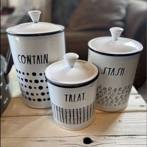 Rae Dunn Set of 3 metal Canisters